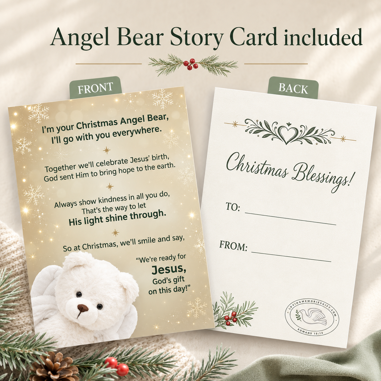 Christmas Angel Bear - Christian Gift for Child, Grandchild, Niece, Nephew, or Godchild.