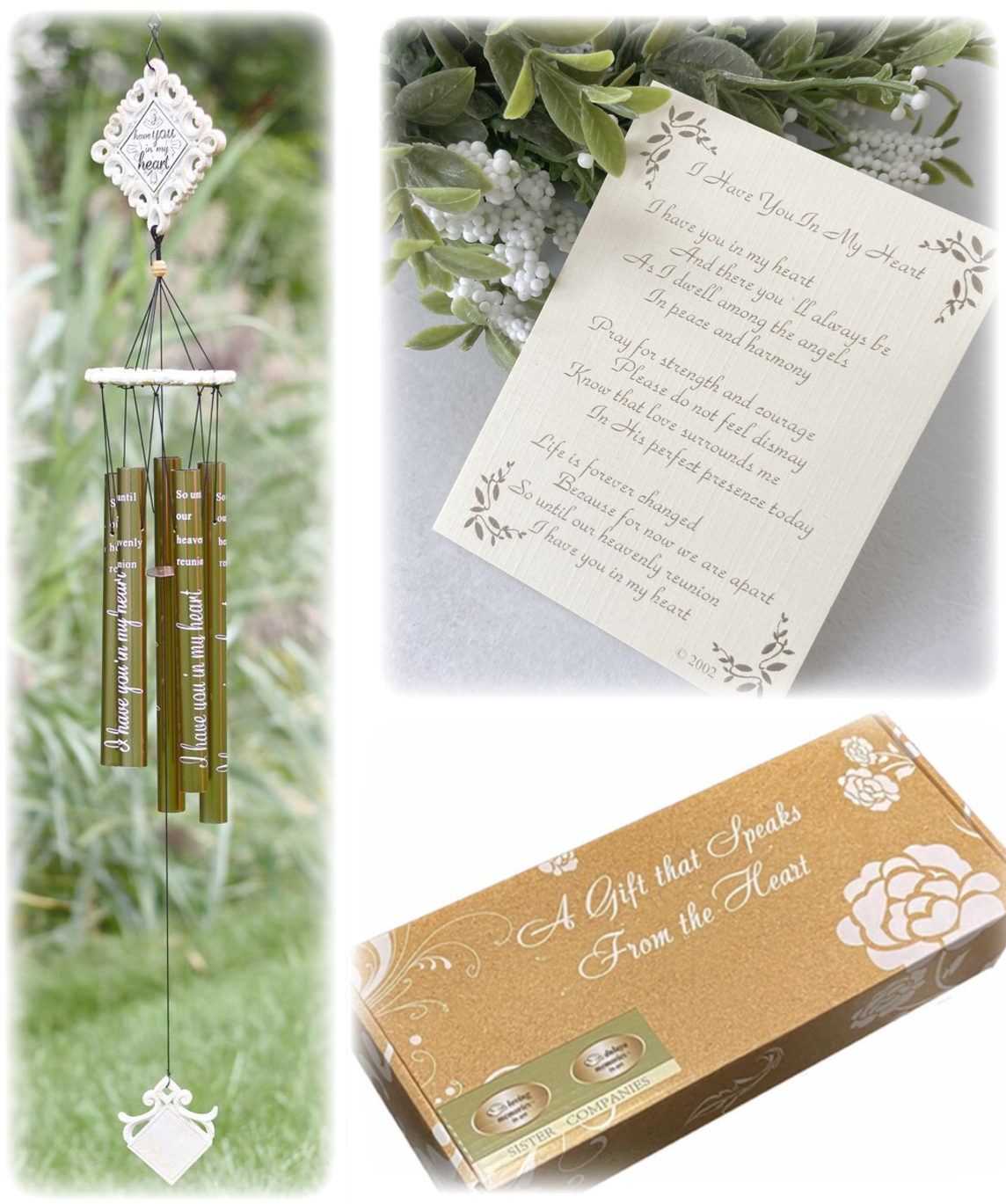 Vintage Wind Chime Sympathy Gift "I Have You In My Heart"