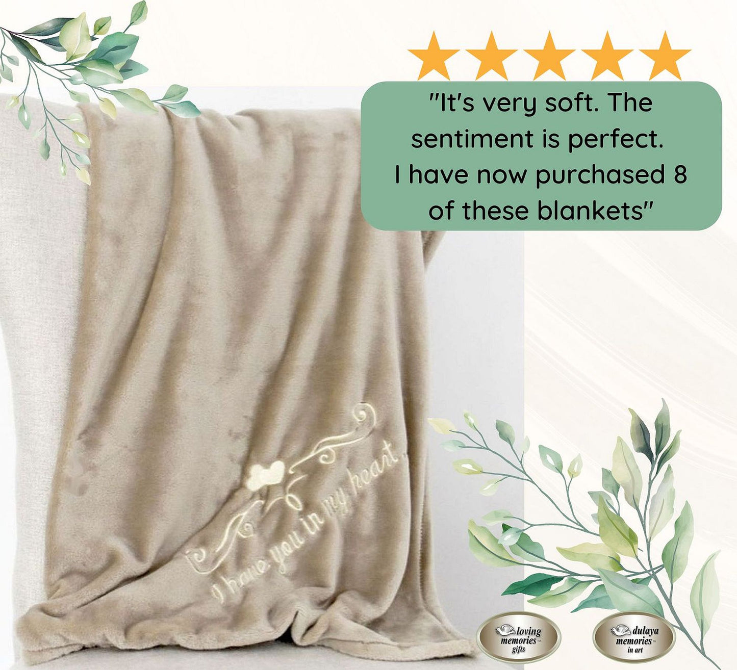 Memorial Blanket, Super Soft Embroidered Plush Throw Comfort Gift