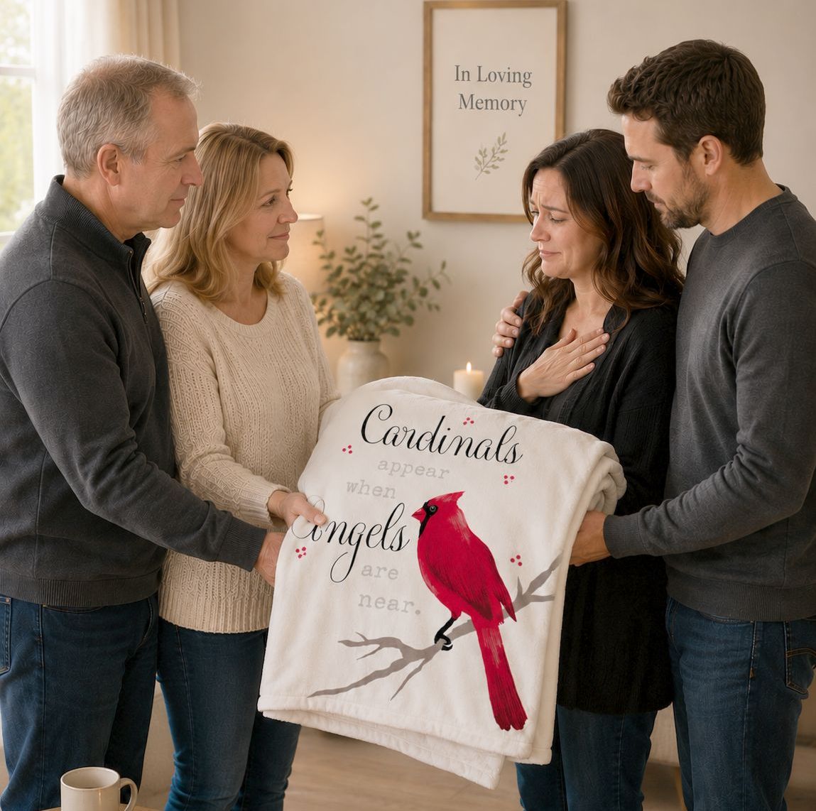Cardinal Memorial Plush Blanket – “Cardinals Appear When Angels Are Near”