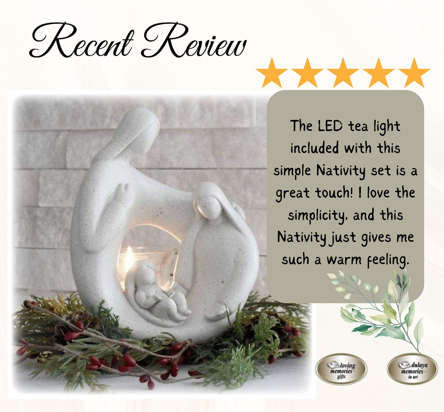 Nativity Statue Candleholder With LED Tealight Christmas Decoration or Gift