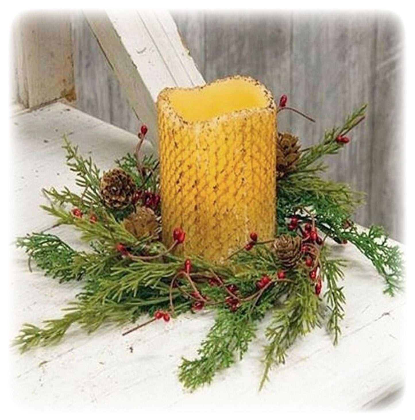 Cedar Christmas Wreath with Red Pip Berries for Cupboard Doors, Windows, Centerpieces, Statues, Lanterns, Nativity, Candles