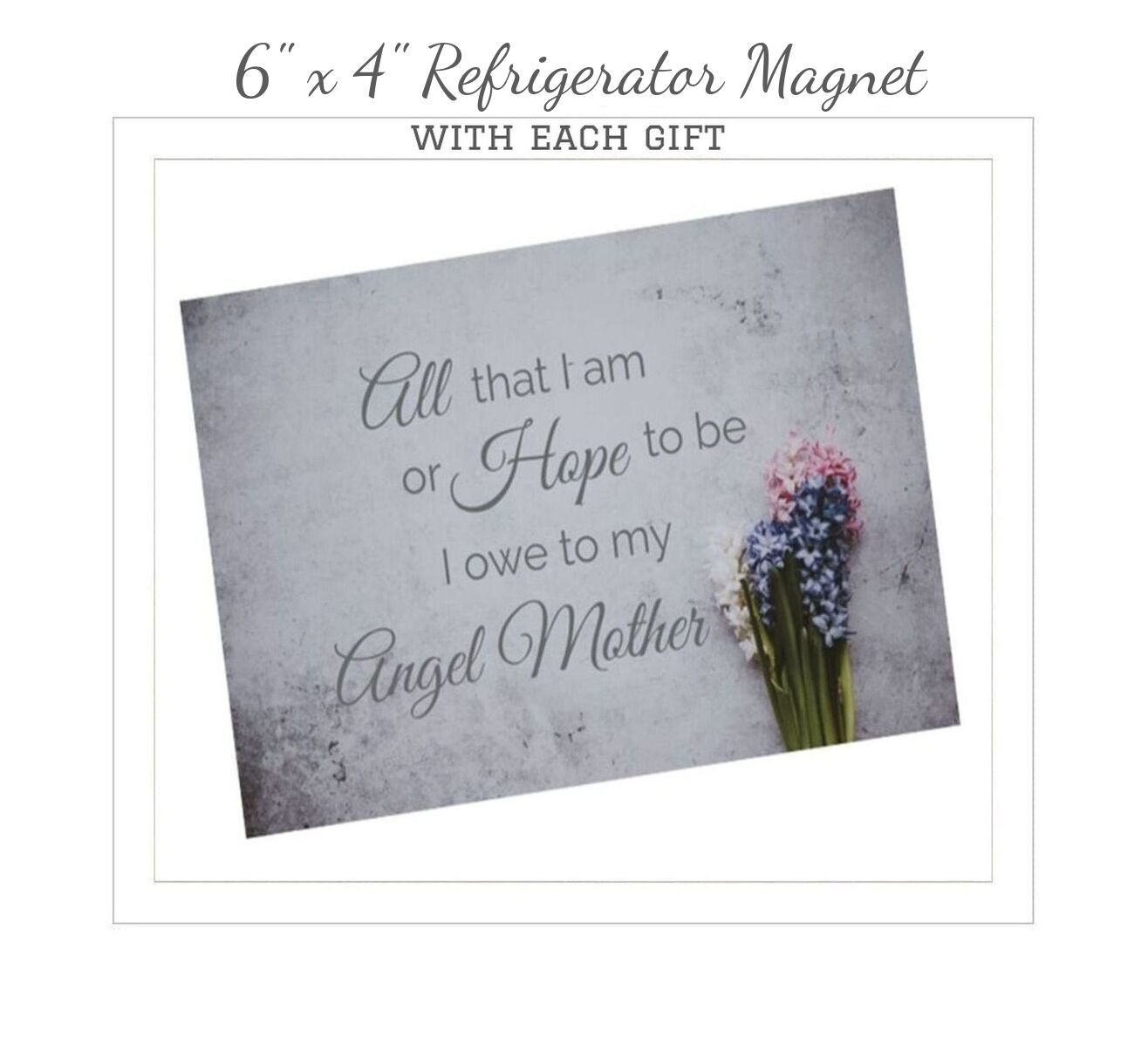 Angel Candleholder Statue for Mother's Day, "Angel Mother" Card and Refrigerator Magnet, Gift Boxed