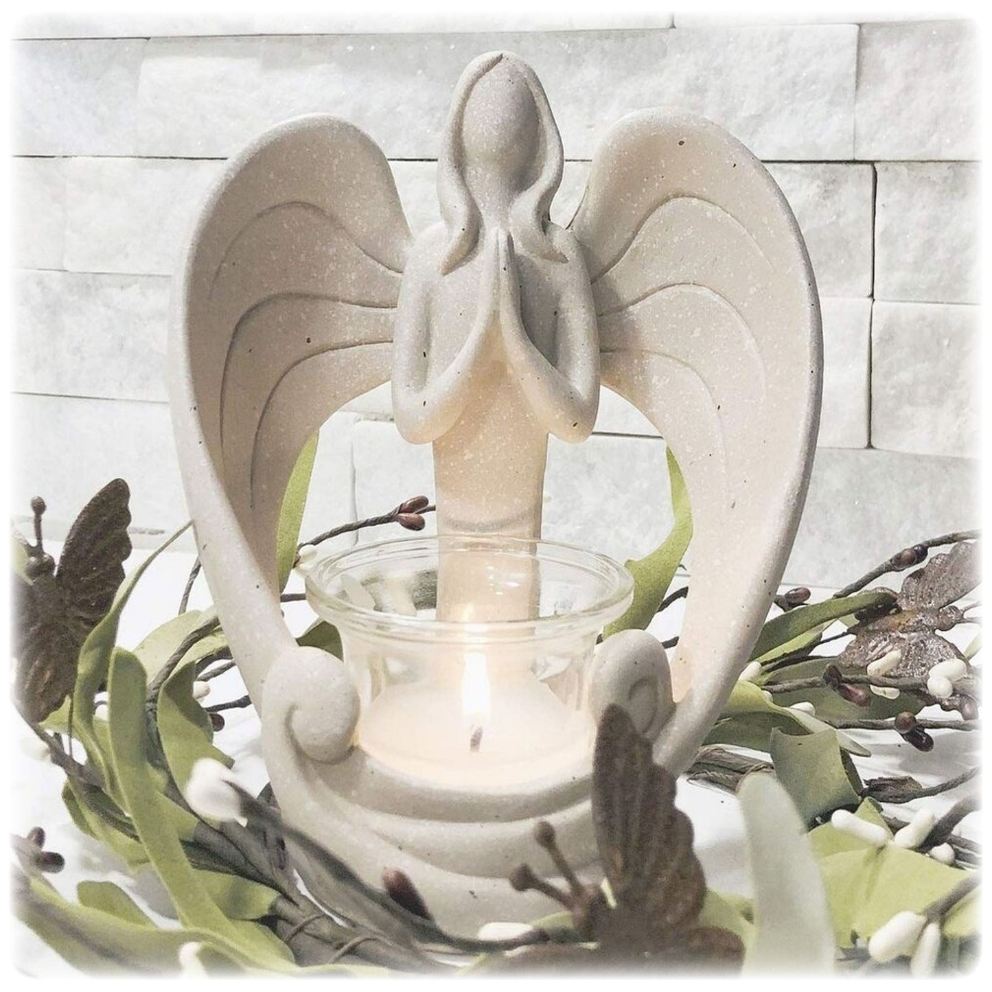 Angel Memorial Candleholder Sympathy Gift with LED Tealight Candle