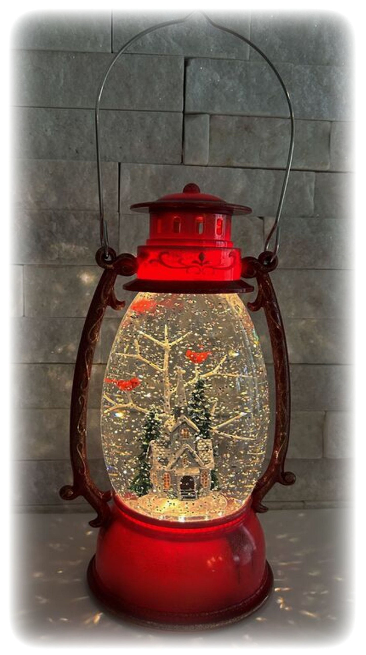 Cardinal Sympathy Gift Glitter Lantern, Christmas Water Globe