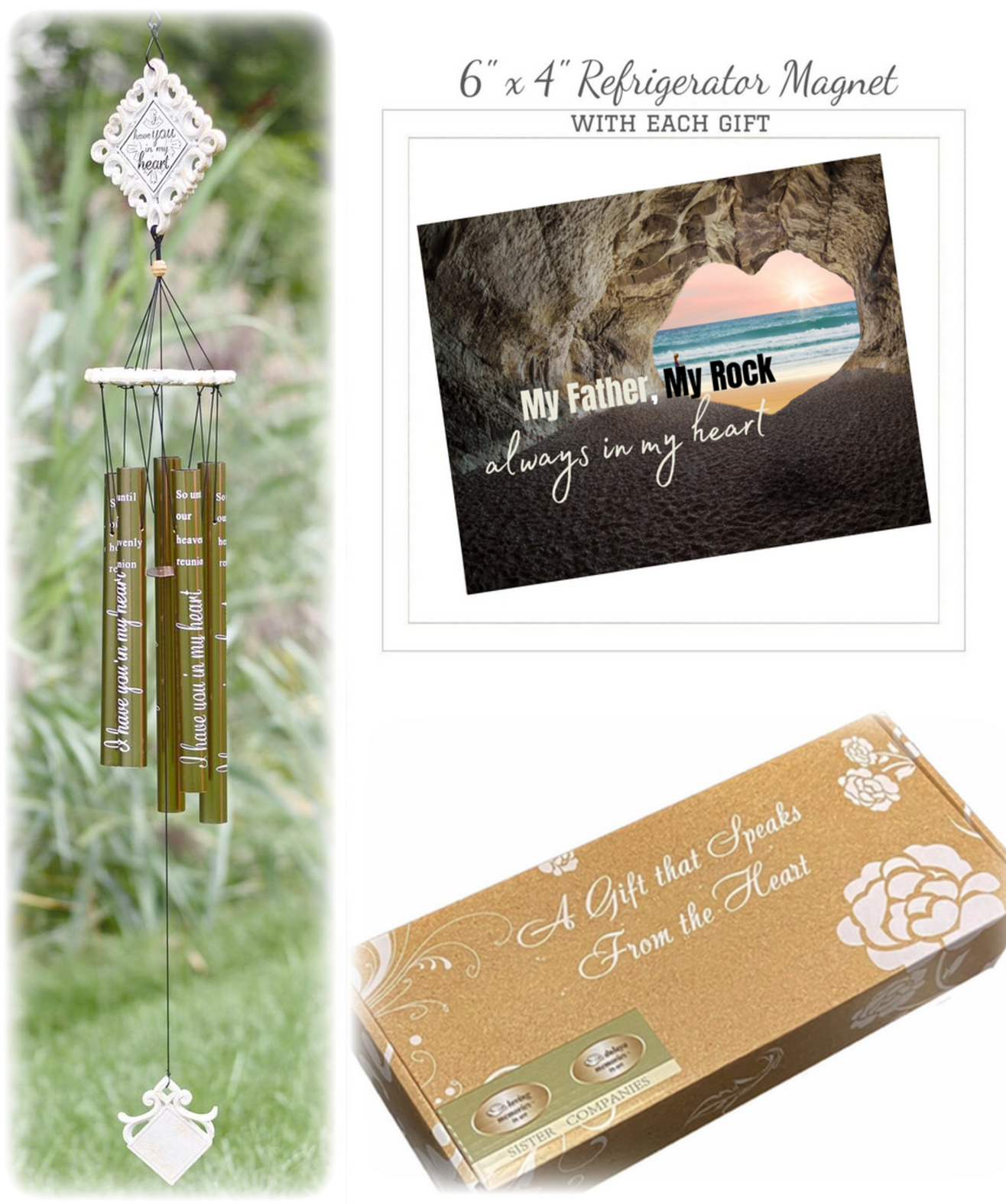 Loss of Father Memorial Windchimes Sympathy Gift with Magnet