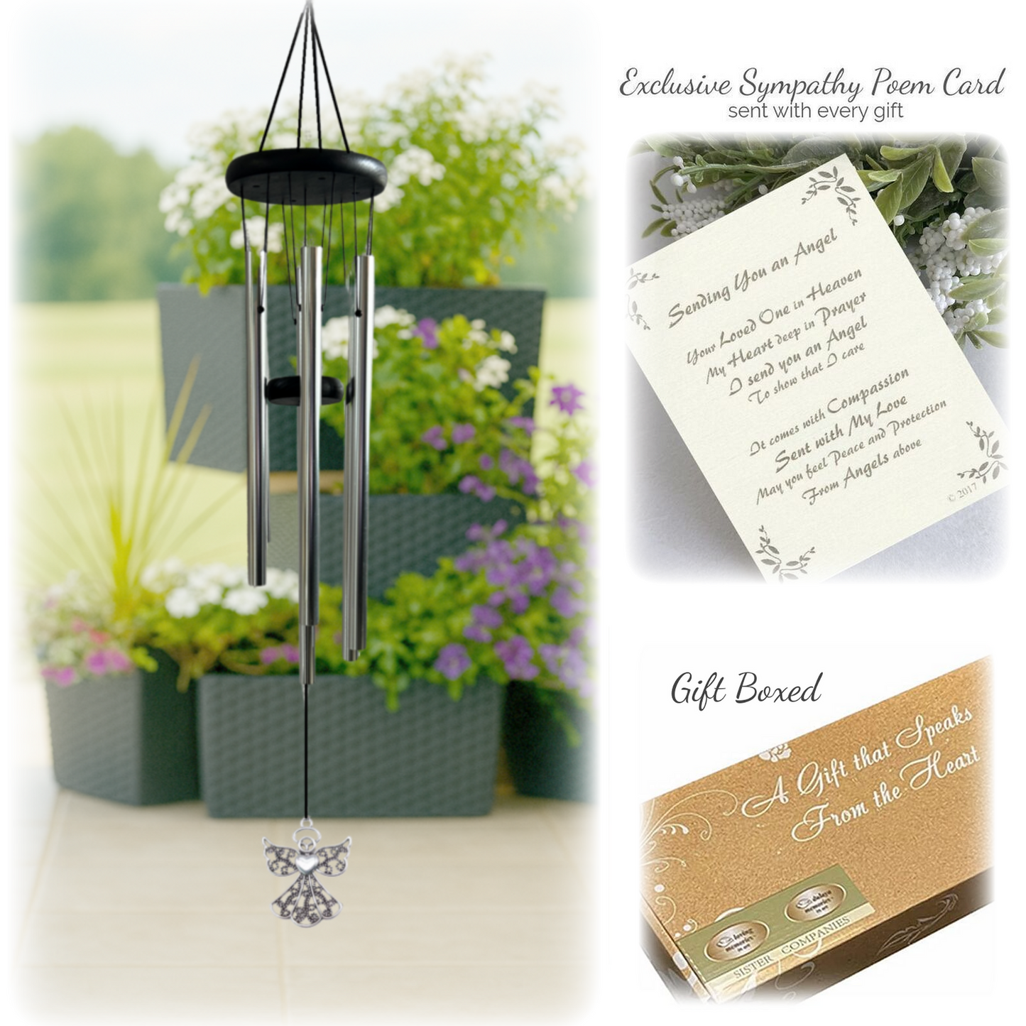 In Angels Arms - Angel Wings Memorial Wind Chime Sympathy Gift