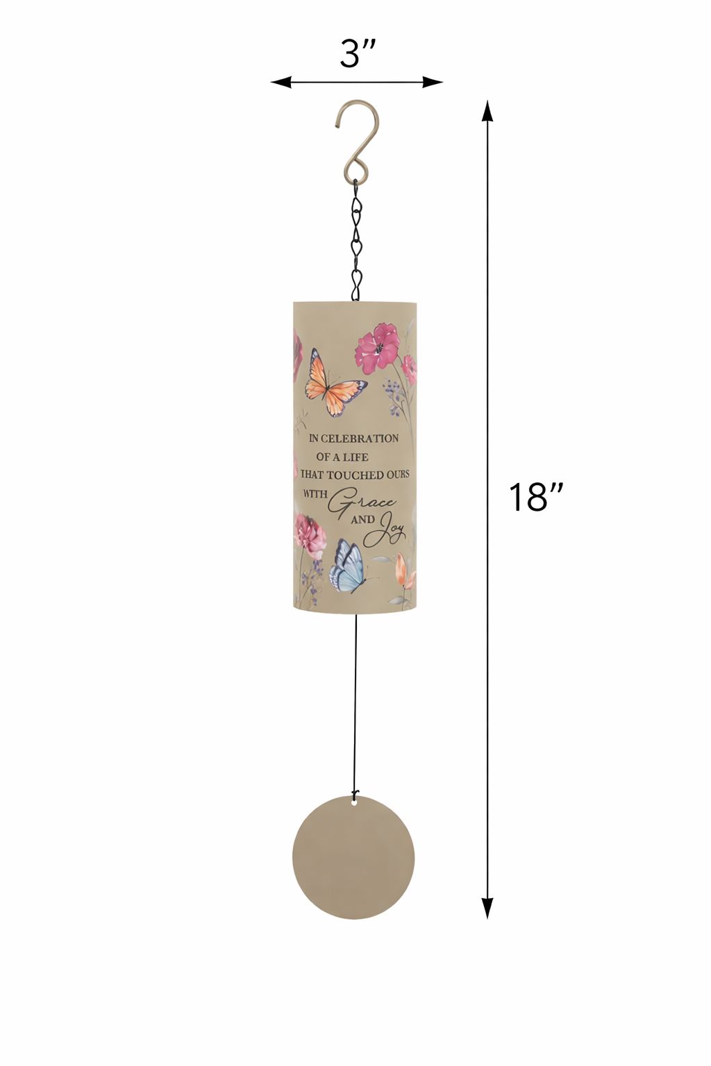 Memorial Wind Chime – Butterfly & Flowers Sympathy Gift