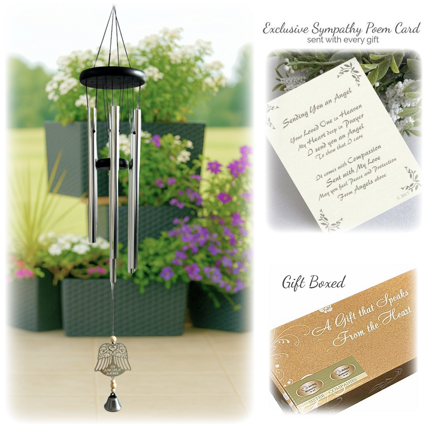 In Angels Arms - Angel Wings Memorial Wind Chime Sympathy Gift