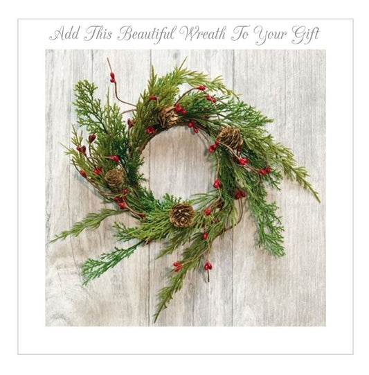 Cedar Christmas Wreath with Red Pip Berries for Cupboard Doors, Windows, Centerpieces, Statues, Lanterns, Nativity, Candles