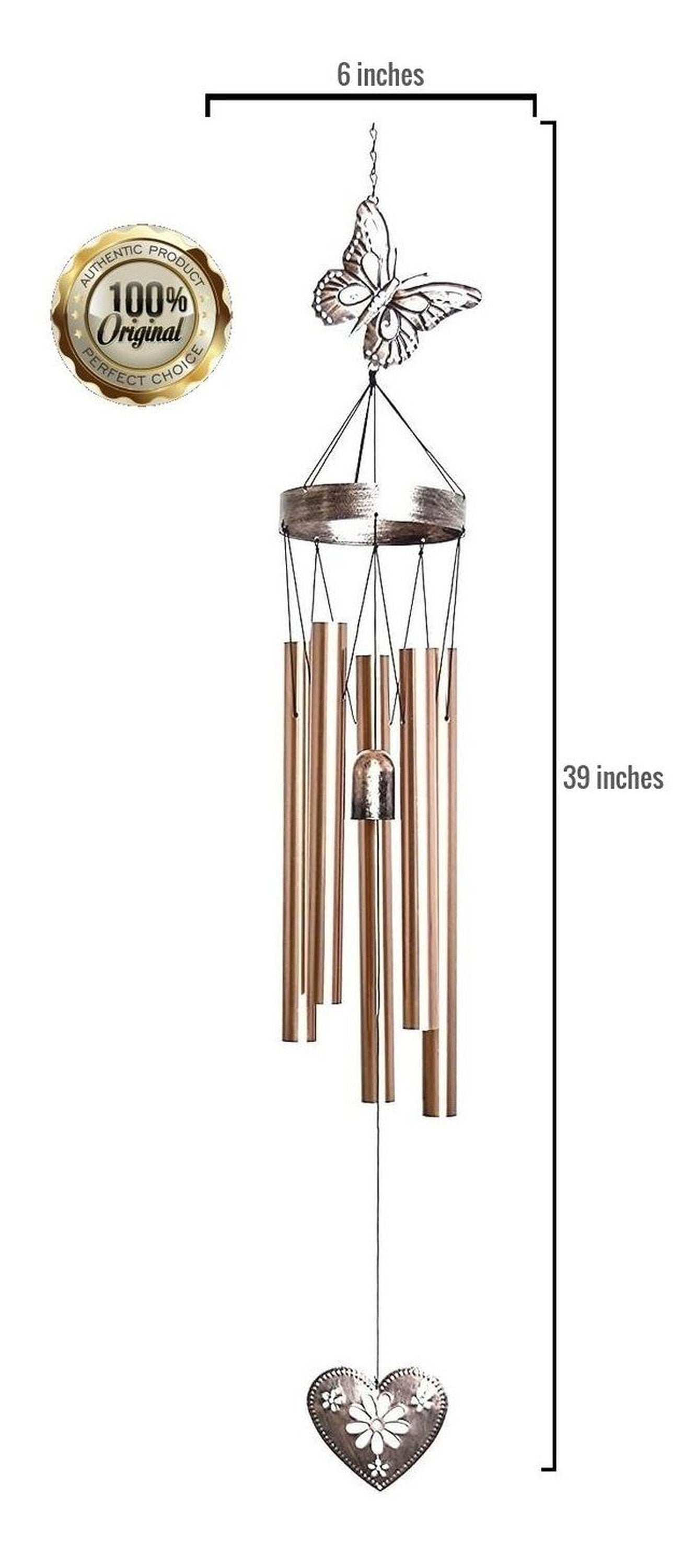 Heart and Butterfly Memorial Wind Chime Sympathy Gift