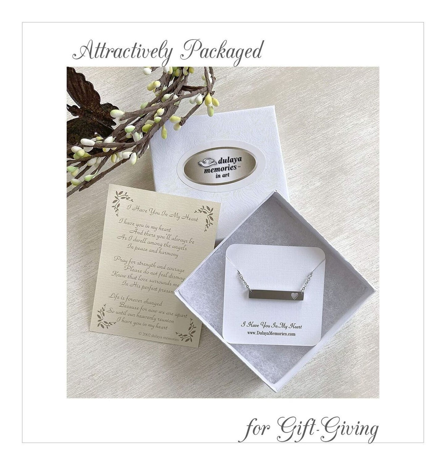 I Have You In My Heart Memorial Necklace Sympathy Gift