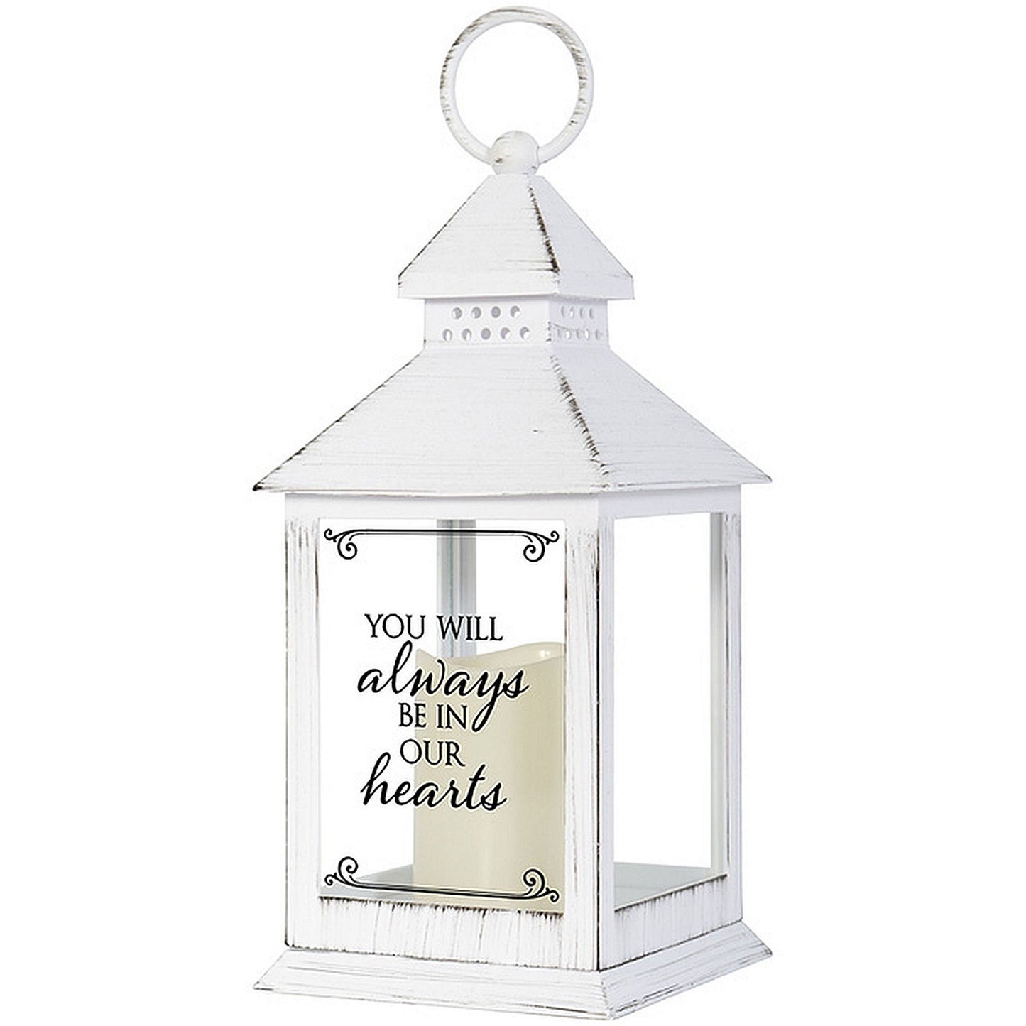 Always In Our Hearts Memorial Lantern Sympathy Gift with LED Candle