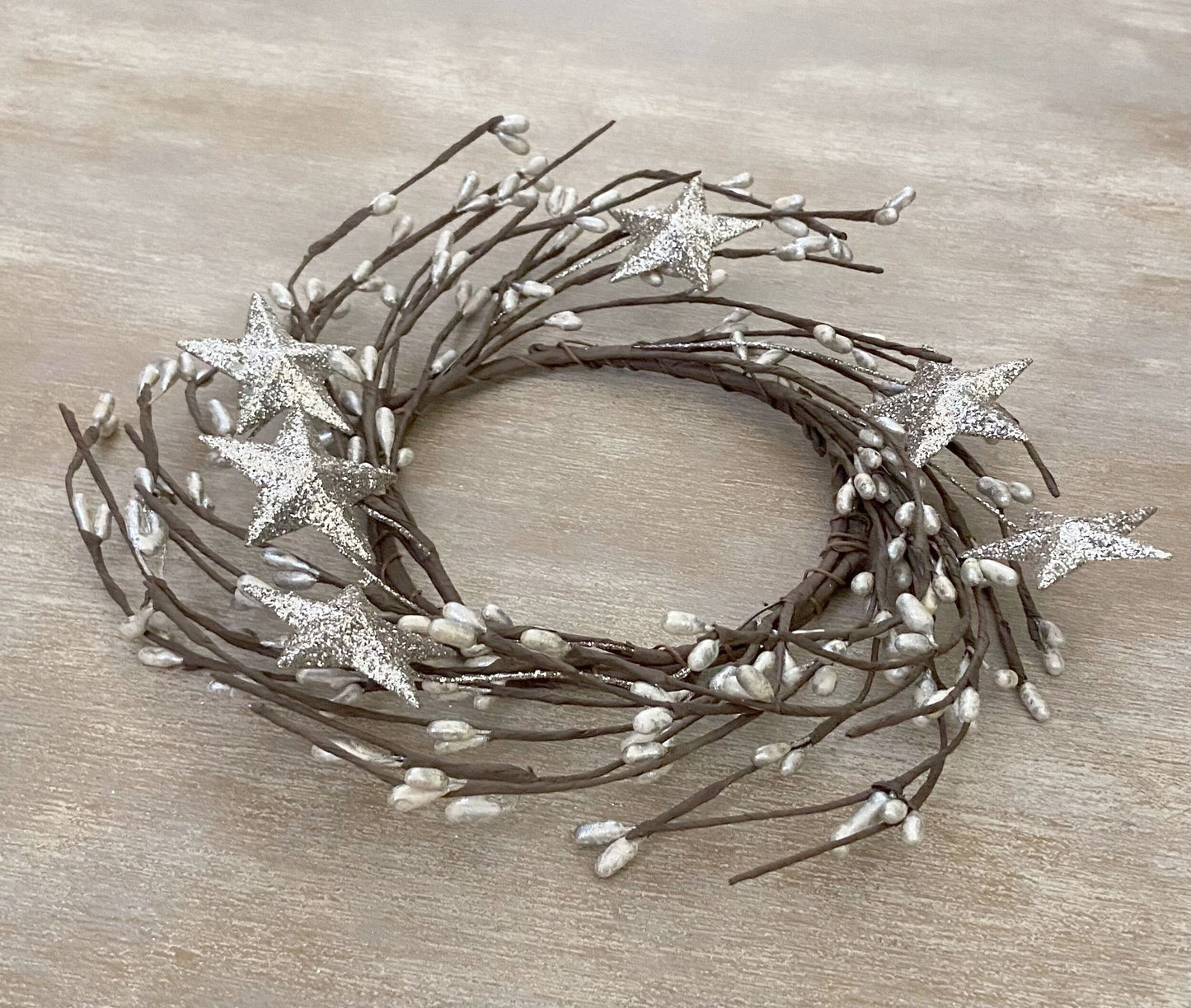 Christmas Angel Statue, Unique Holiday Gift, Decoration with Star Glitter Wreath