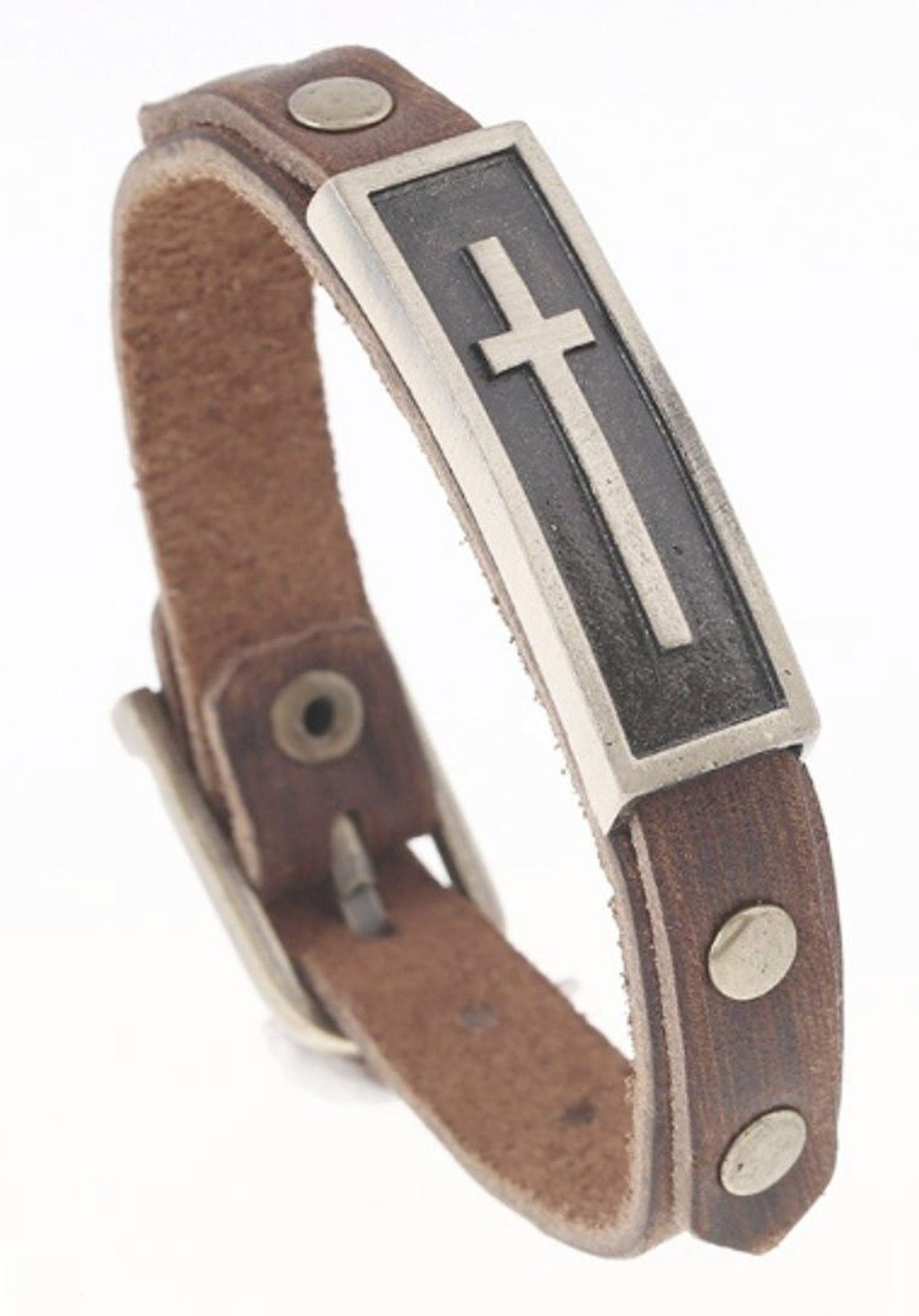 Cross Leather Wristband