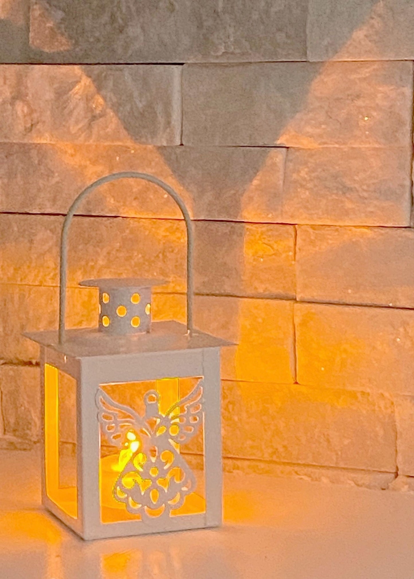 Great Teacher, Friend, Family Christmas Gift, Mini Angel Lantern Candleholder with LED Candle