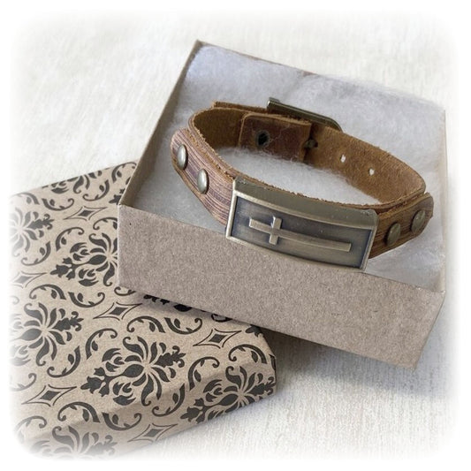 Cross Leather Wristband