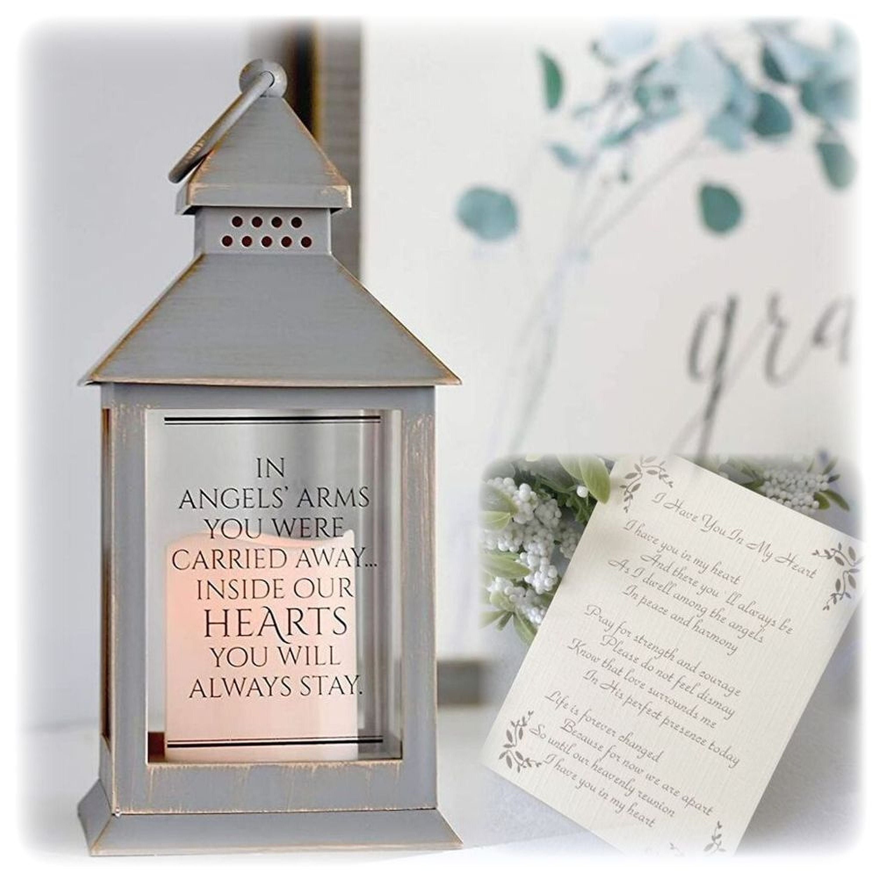 In Angels Arms Memorial Candle Lantern Sympathy Gift With Led Candle 