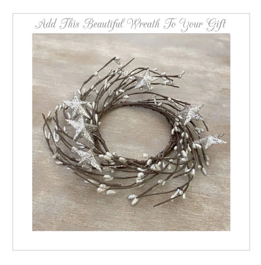 Accent Wreath with Silver Stars for Statues, Lanterns, or Candles