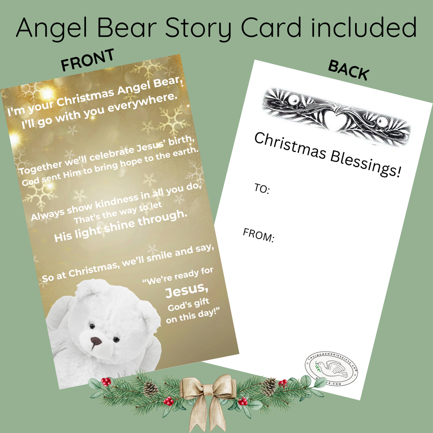 Christmas Angel Bear - Christian Gift for Child, Grandchild, Niece, Nephew, or Godchild.
