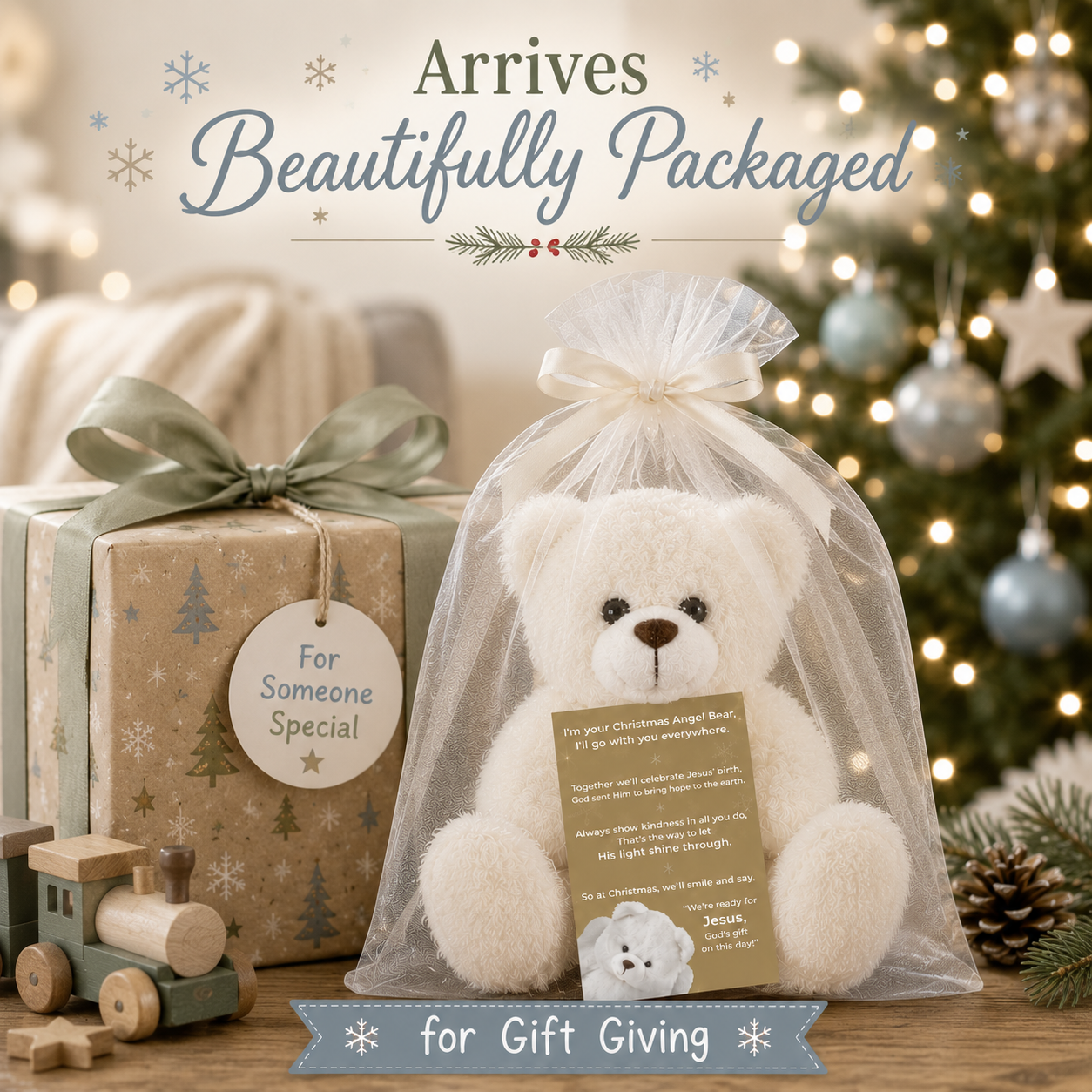 Christmas Angel Bear - Christian Gift for Child, Grandchild, Niece, Nephew, or Godchild.