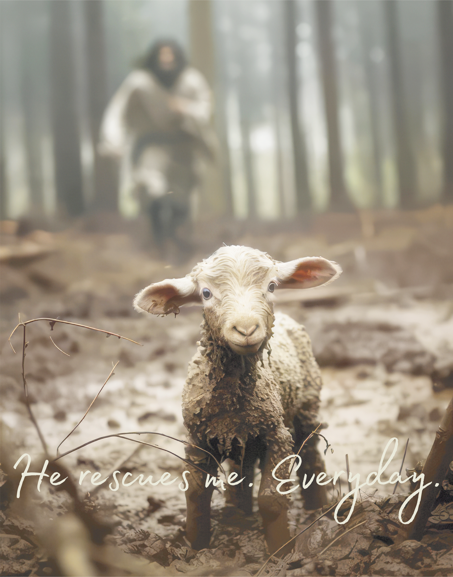 Christian Gift - "He Rescues Me. Everyday." Canvas Art