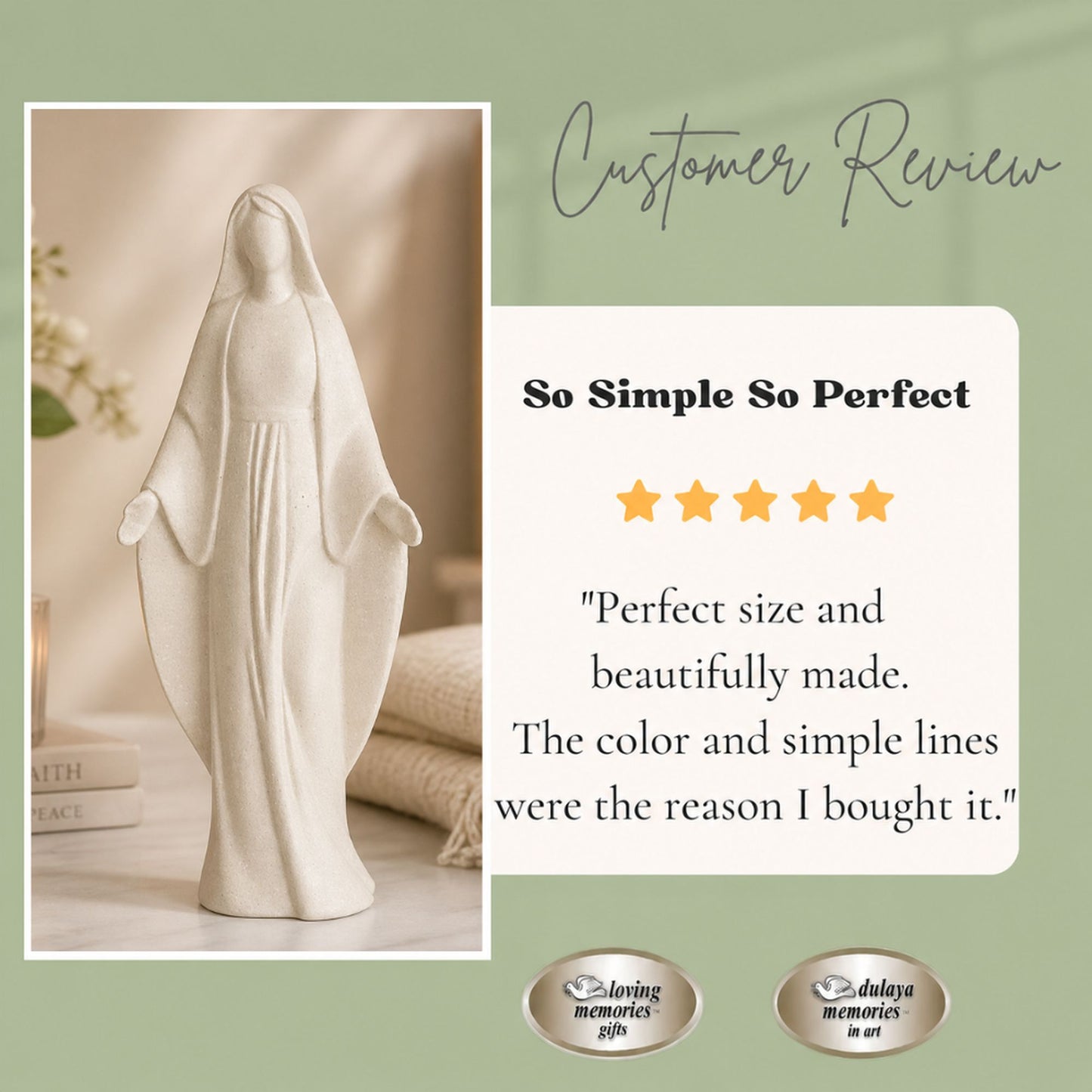 Blessed Mother Memorial Statue – Sympathy Gift of Comfort & Remembrance