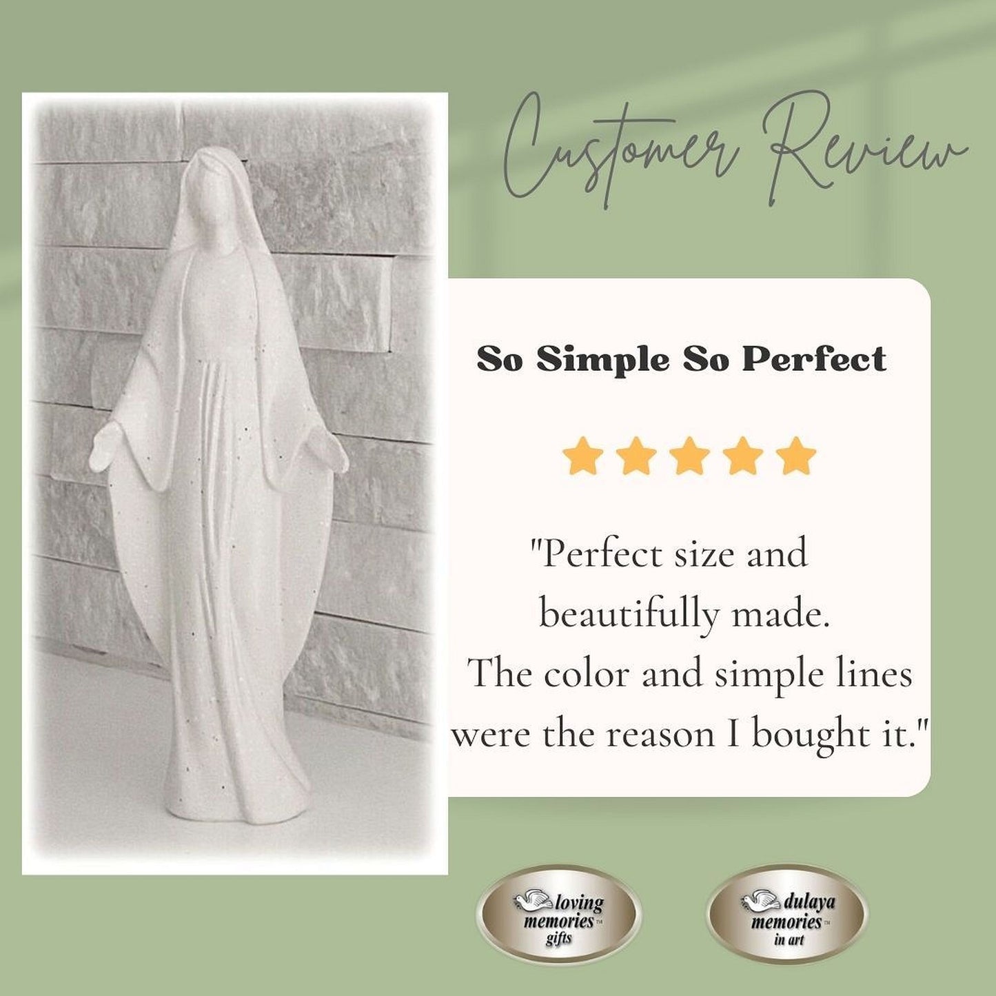 Statue of Virgin Mary with Prayer Card and Refrigerator Magnet