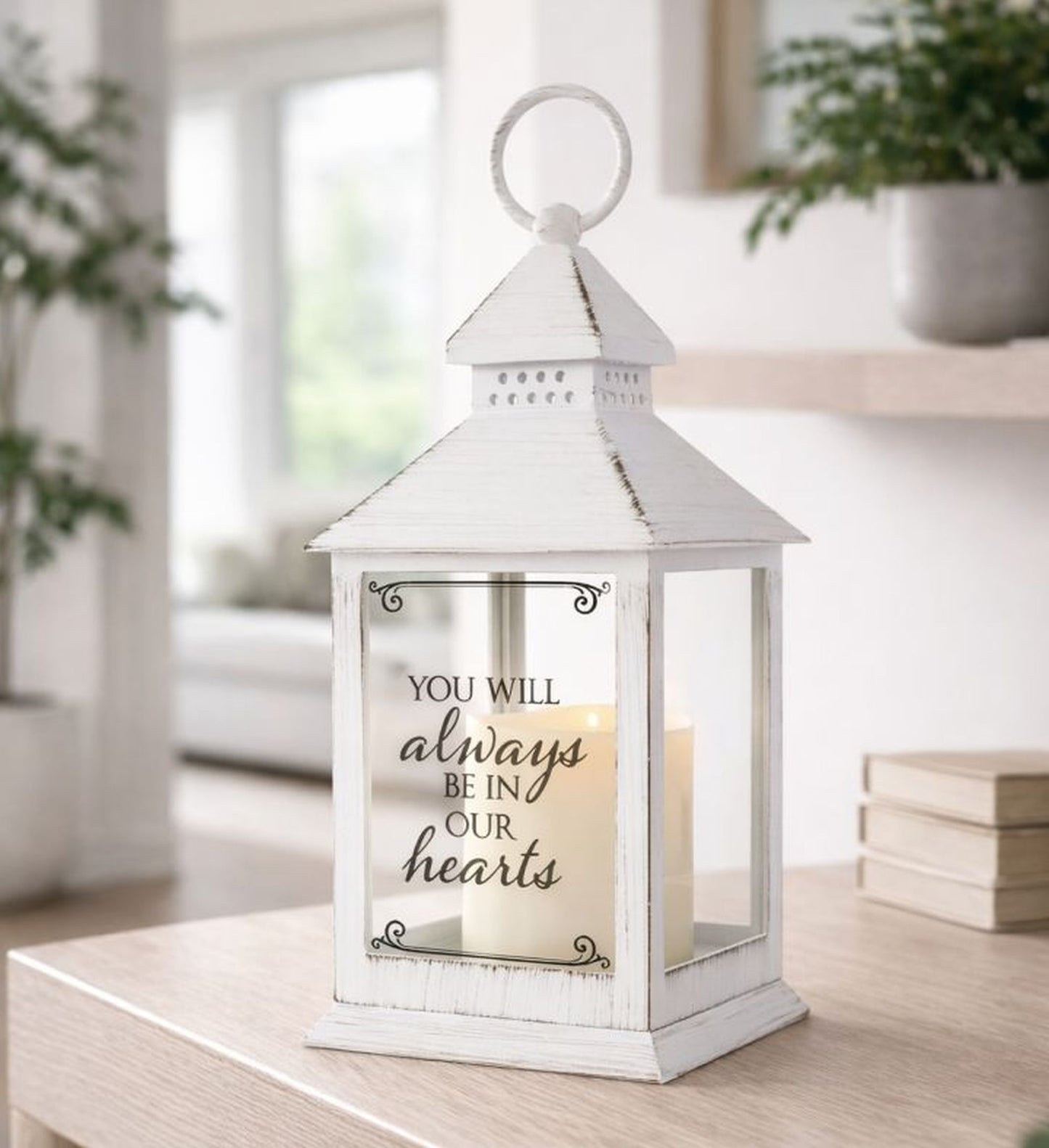 Always In Our Hearts Memorial Lantern Sympathy Gift with LED Candle