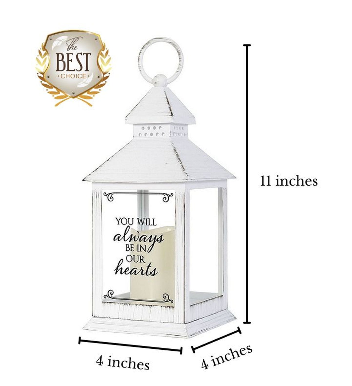 Always In Our Hearts Memorial Lantern Sympathy Gift with LED Candle