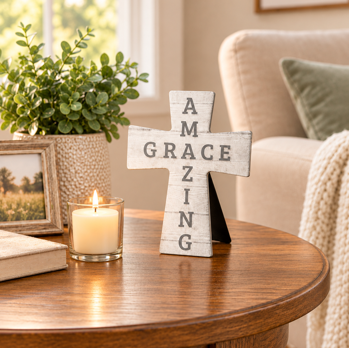 Amazing Grace Memorial Cross Sympathy Gift with Personalized Card