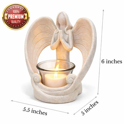 Angel Candleholder Statue with "Angel Mother" Magnet and Card, Gift Boxed