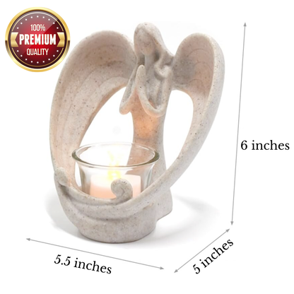 Angel Candleholder Statue for Mother's Day, "Angel Mother" Card and Refrigerator Magnet, Gift Boxed