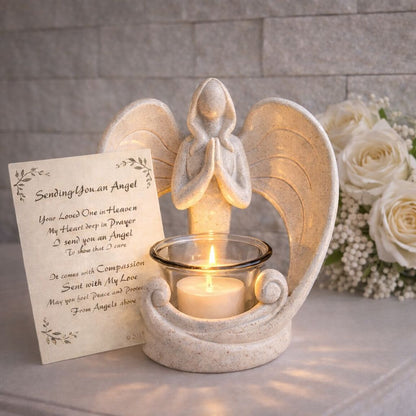 Angel Memorial Candleholder Sympathy Gift with LED Tealight Candle