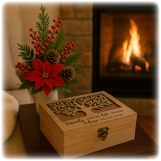 Wooden Keepsake Box with Family Message