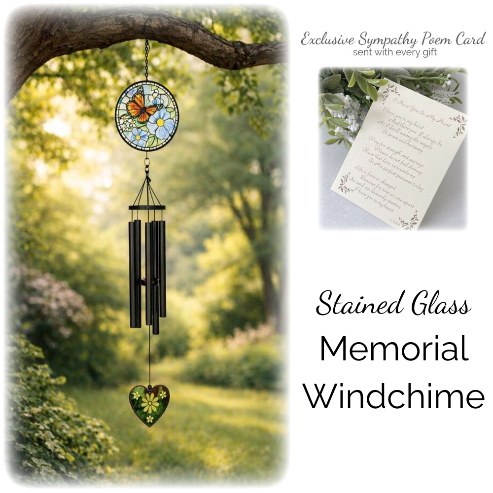 Heart and Butterfly Memorial Wind Chime Sympathy Gift