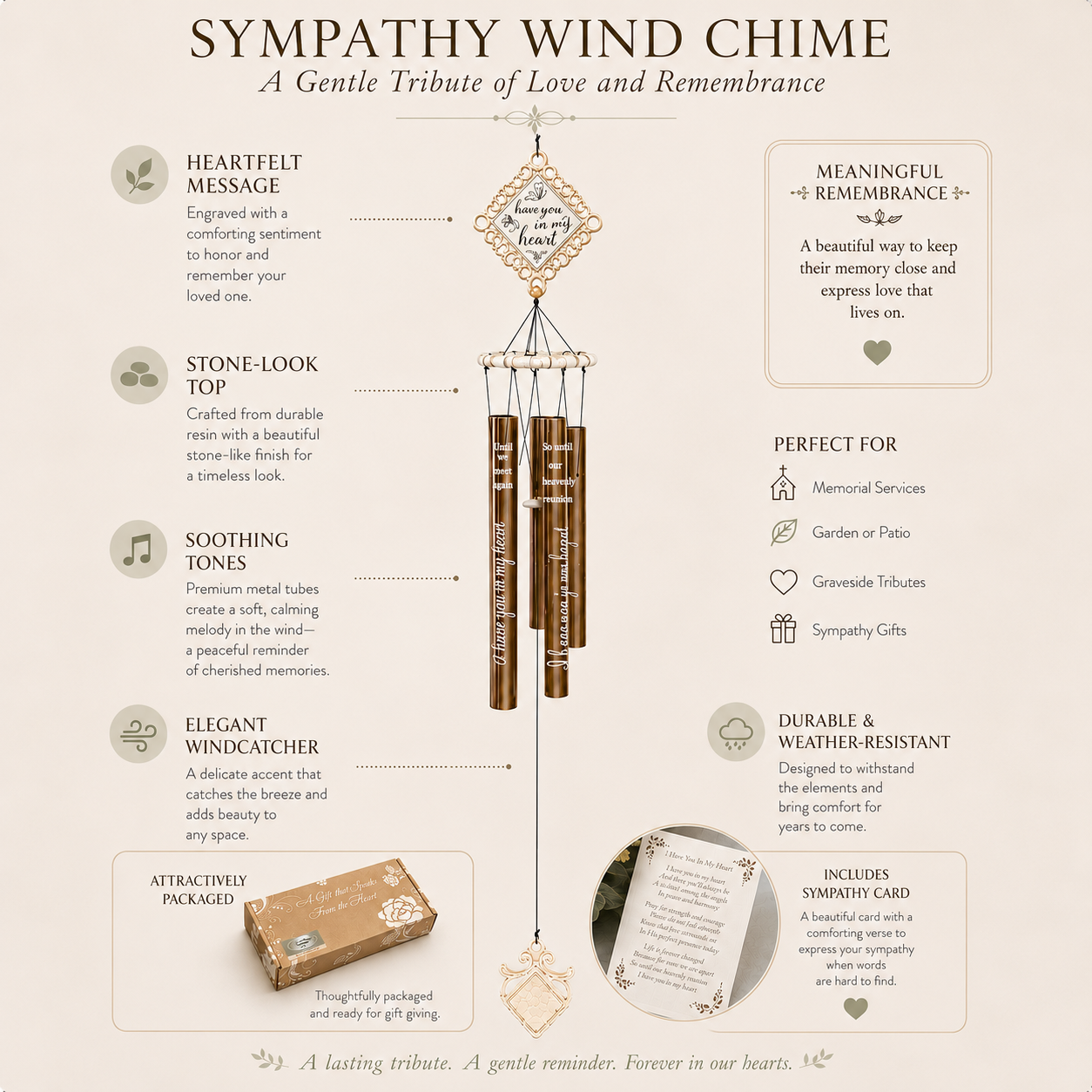 Memorial Wind Chime – Vintage Sympathy Gift for Loss of a Loved One