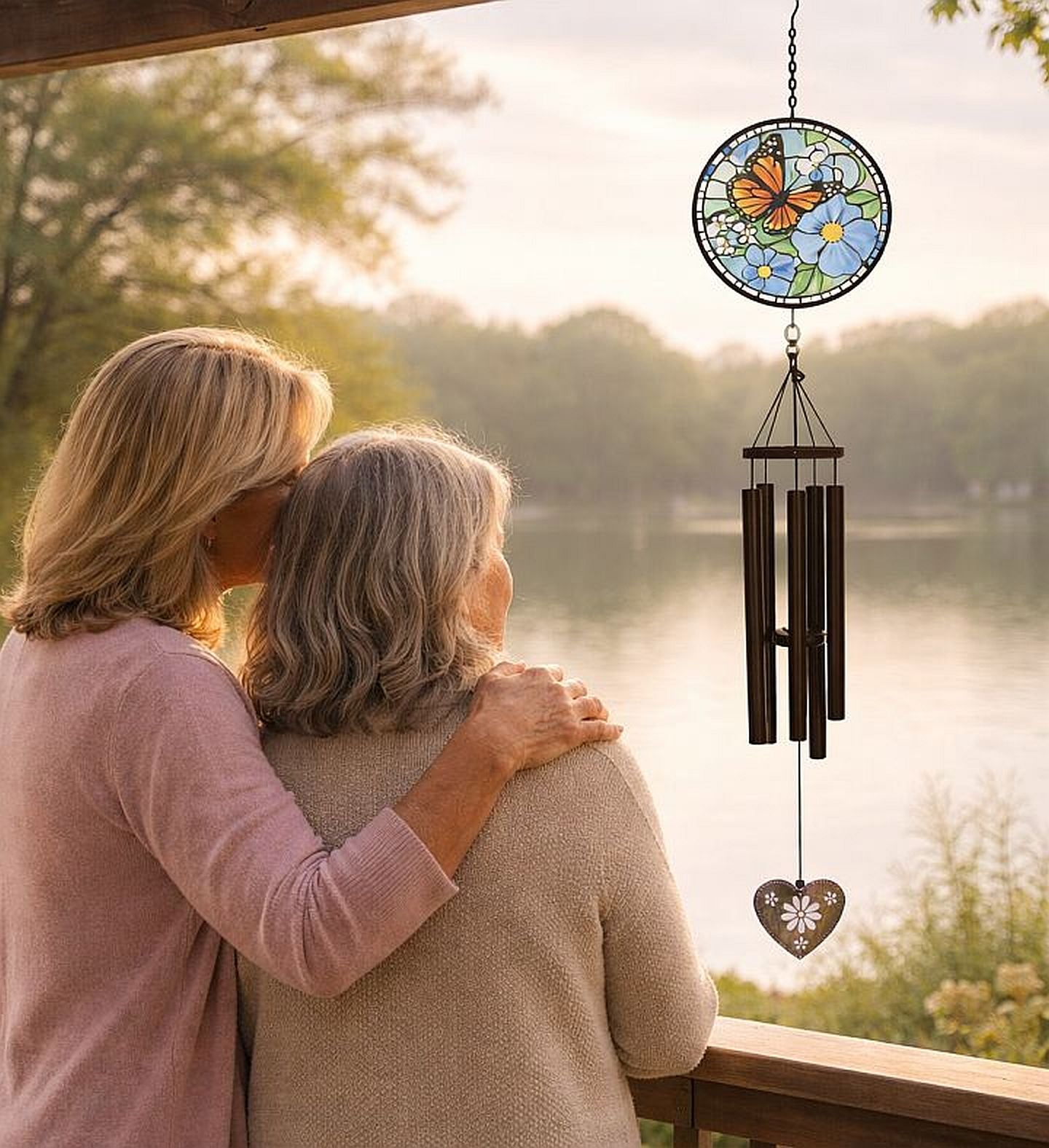 Heart and Butterfly Memorial Wind Chime Sympathy Gift