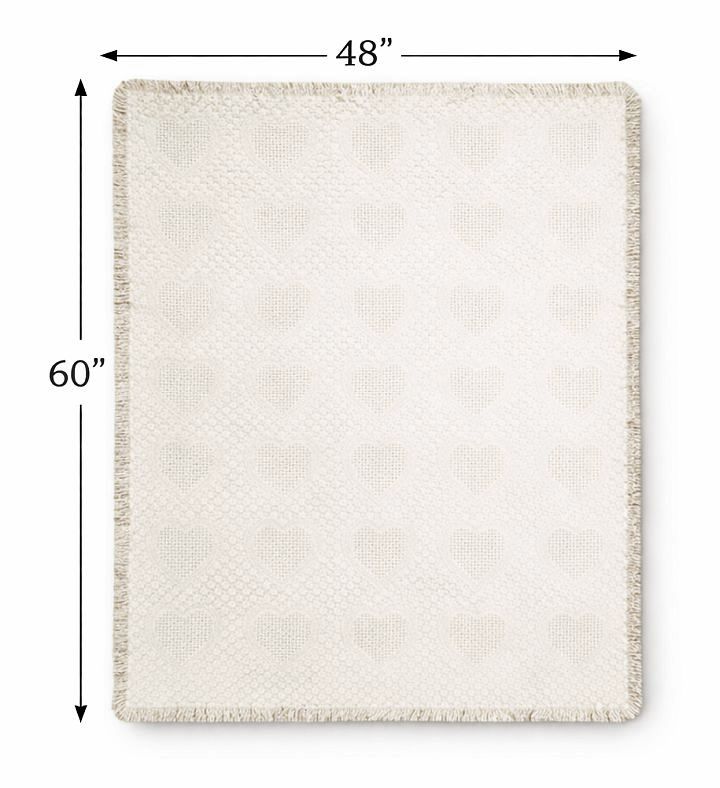 Unique Memorial Gift Heart Blanket, Cotton Throw with Optional Grief Journal