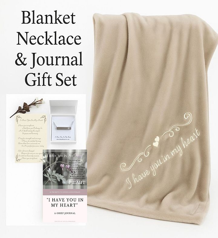 Memorial Blanket and Necklace Gift Set – Comforting Sympathy Gift with Optional Journal