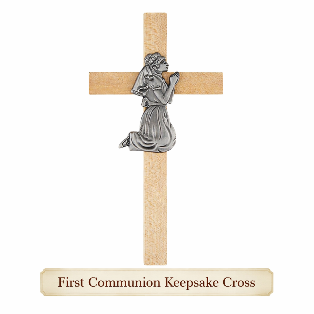 Girls First Communion Gift Set with Prayer Book, Rosary, Bracelet, Cross, Card and Optional Satin Purse