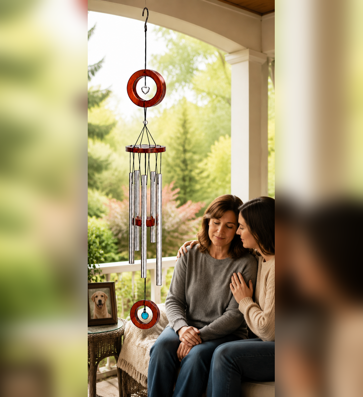 Pet Sympathy Gift Cremation Wind Chime with Small Heart Urn for Ashes