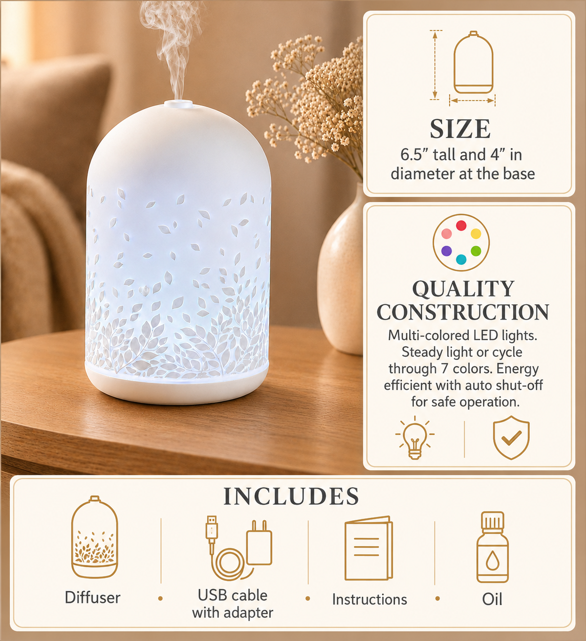 Memorial Essential Oil Diffuser Sympathy Gift with Fragrance Oil