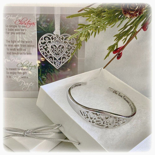 Mother and Daughter Bracelet Christmas Gift With Engraved Message and Card
