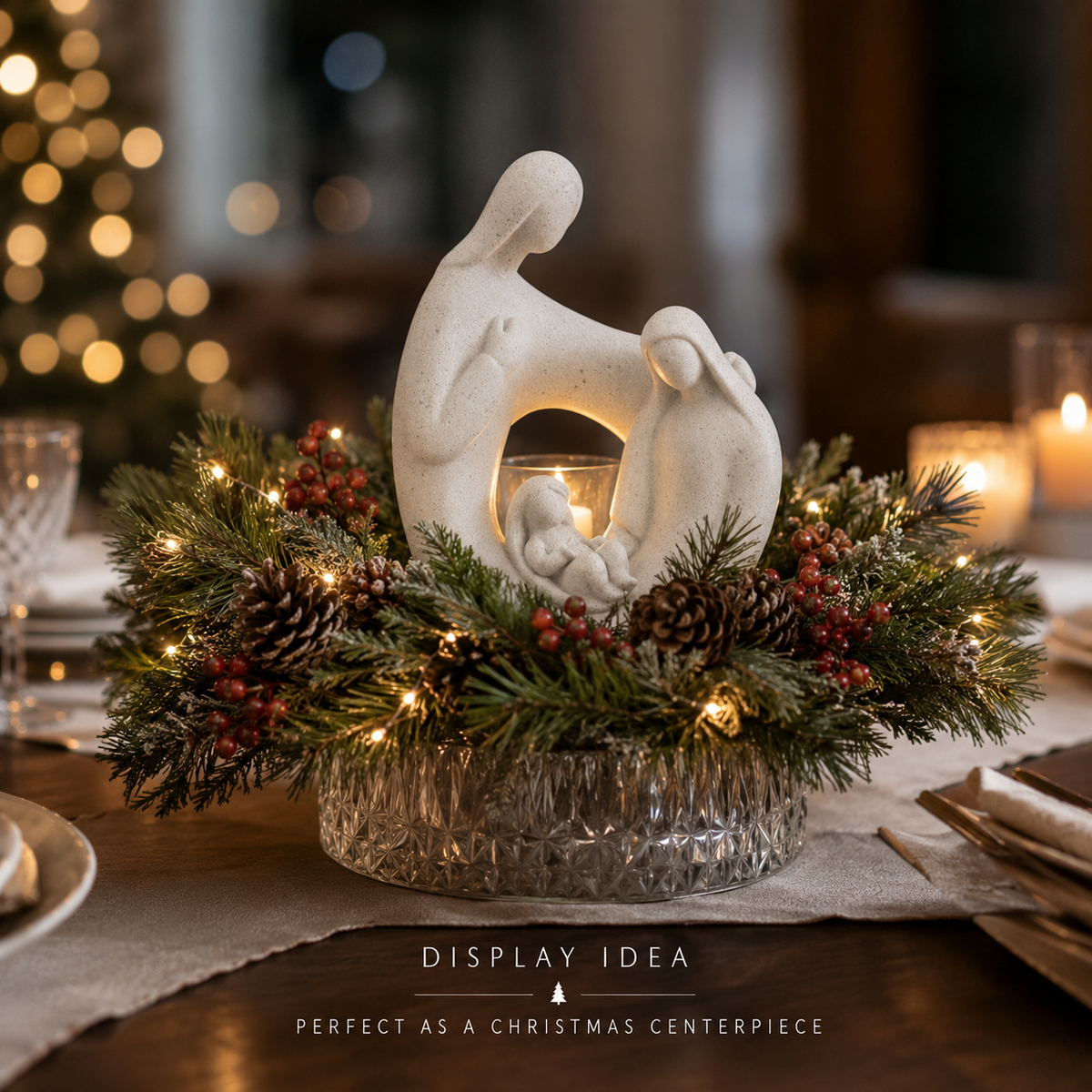 Nativity Statue Candleholder With LED Tealight Christmas Decoration or Gift