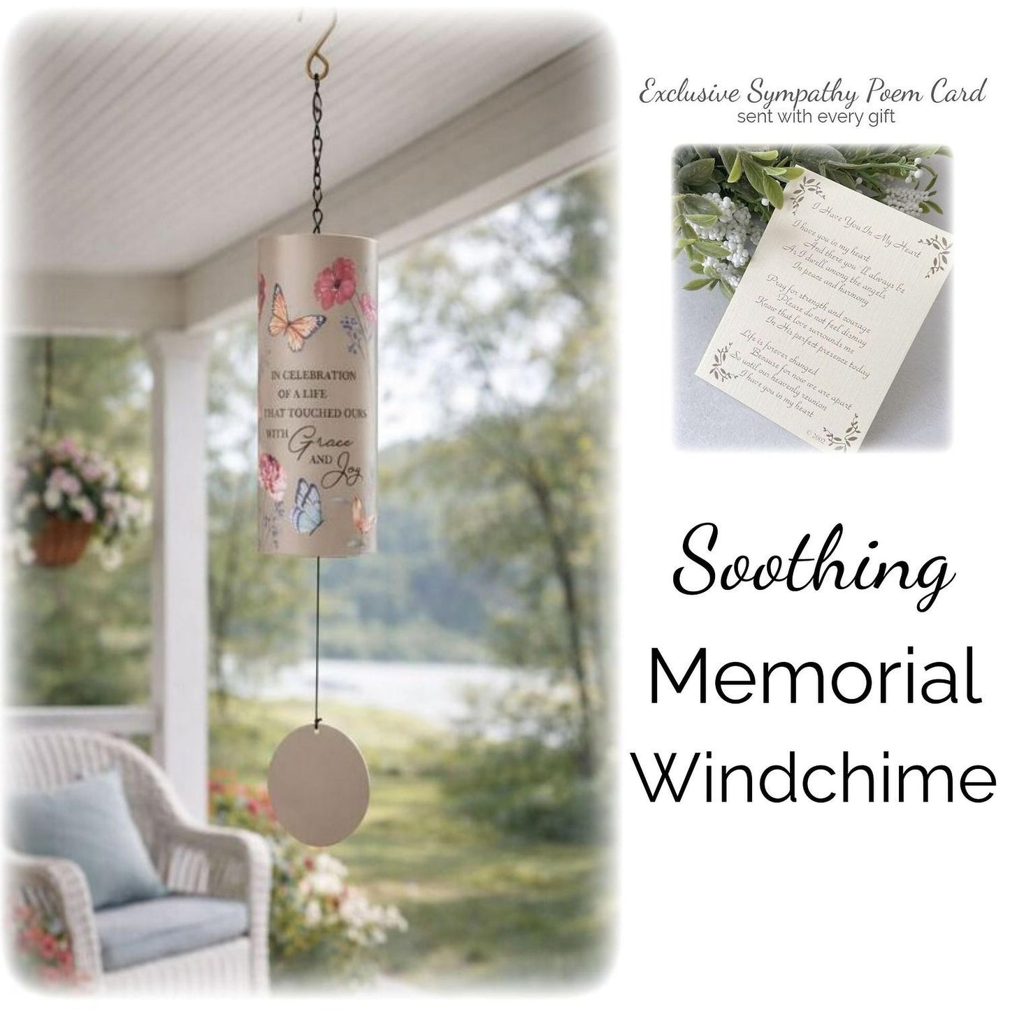 Memorial Wind Chime – Butterfly & Flowers Sympathy Gift