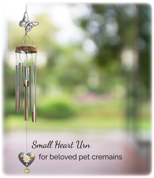 Pet Sympathy Gift Cremation Wind Chime with Small Heart Urn for Ashes