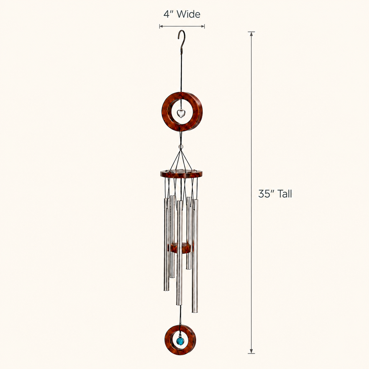 Pet Sympathy Gift Cremation Wind Chime with Small Heart Urn for Ashes