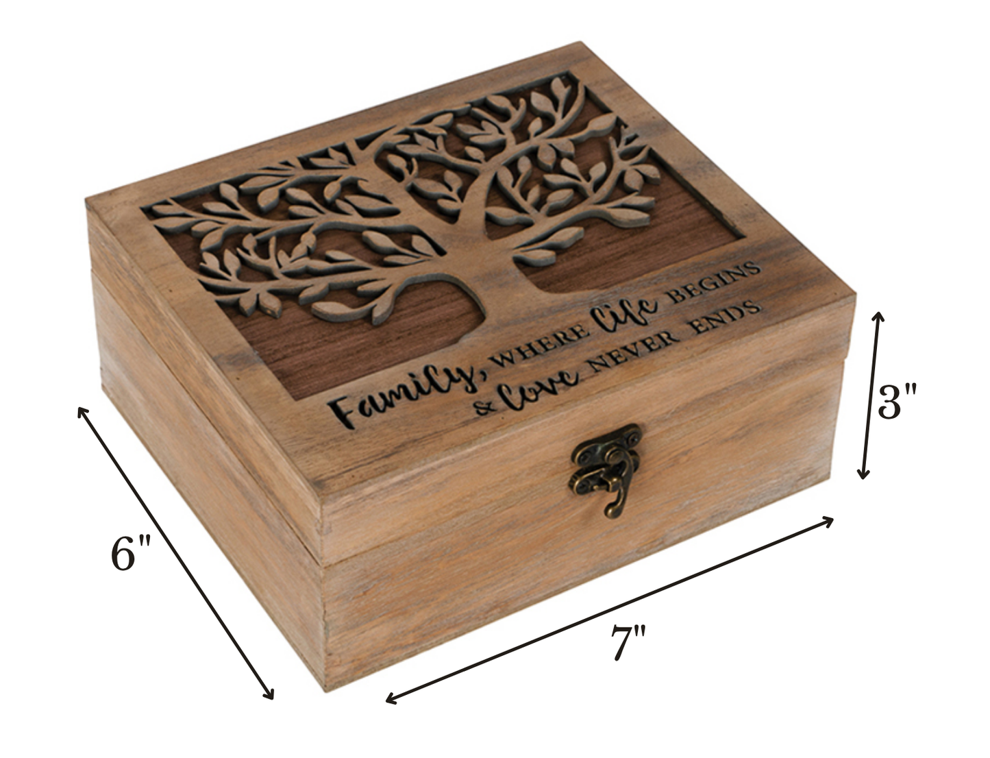 Wooden Keepsake Box with Family Message