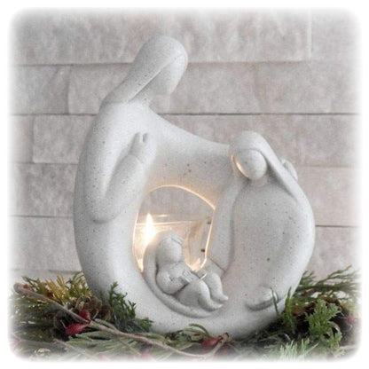 Christmas in Heaven Nativity Memorial Candleholder with LED Candle